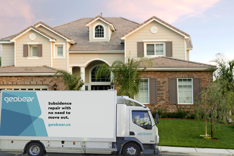 A Geobear service truck helping a homeowner in California
