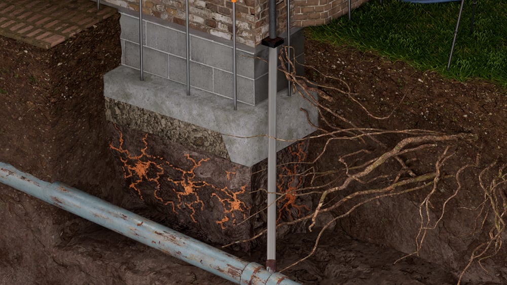 3D model showing Geobear clay shrinkage treatment installed